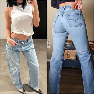Levi's 501 Vintage Straight Leg Jeans 90s Light Wash COPY